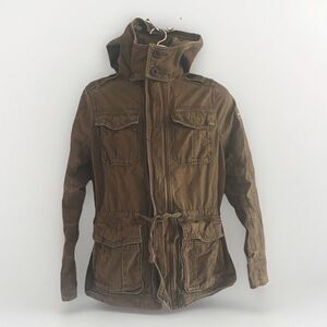 Abercrombie & Fitch Military Utility Hooded Jacket Mens S Green Y2K Heavy Gorp